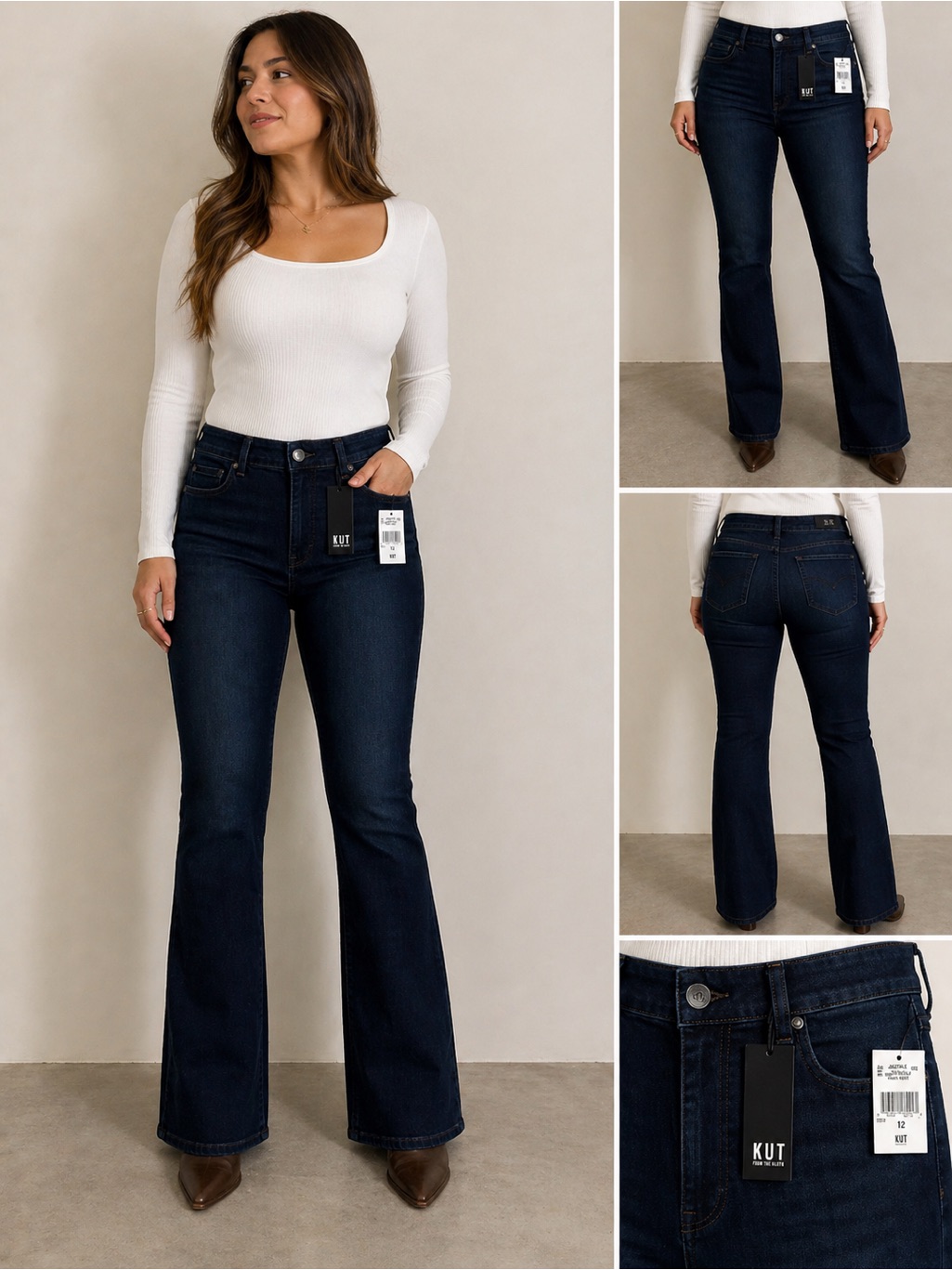 Kut From The Kloth Natalie Highrise Women's Dark Blue Boot Cut Jeans Size 12